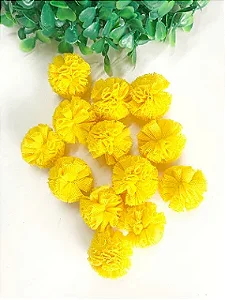 Pompom de Renda (malha) - 2,5cm - Amarelo Forte