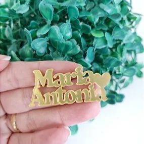 Nome em Acrílico Dourado Composto - 2,5cm de altura