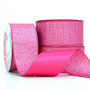 Fita de Cetim com Lurex - Rosa Pink - Cinderela