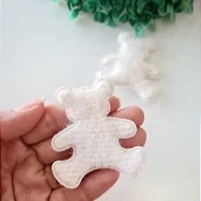 Aplique Ursinho de Lã - Off White - Unidade