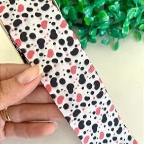 Fita de Gorgorão Art Fitas Estampada 38mm - Vaquinha com Rosa - Metro