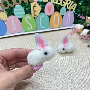 Aplique de Pompom Coelho Branco - Unidade