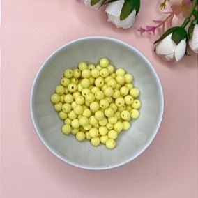 Miçanga Bola Leitosa 8mm 20 gramas - Amarelo Bebê