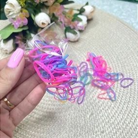 Elástico de Silicone para Cabelo - Colorido - 50 Unidades