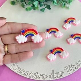 Aplique Emborrachado Arco-Íris (base rosa) - Unidade