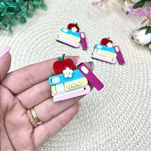 Aplique de Acrílico Escolar Trio de Livros Candy Colors - Unidade
