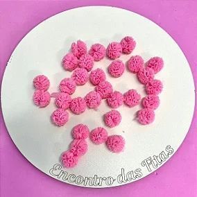 Pompom Malha (Renda) 1,5cm Rosa Chiclete - 10 unidades