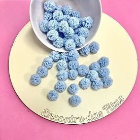 Pompom Malha (Renda) 1,5cm Azul Bebê - 10 unidades