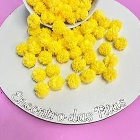 Pompom Malha (Renda) 1,5cm Amarelo - 10 unidades