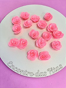 Flor de Poliéster Rosa Neon Claro (2,5cm)