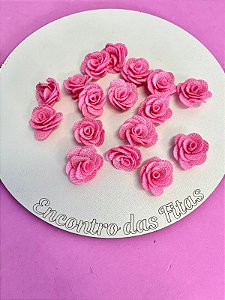 Flor de Poliéster Rosa Princesa (médio) (2,5cm)