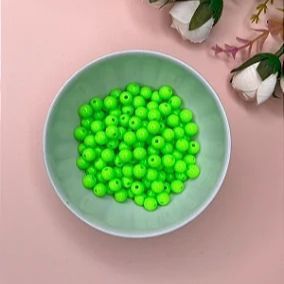 Miçanga Bola Leitosa 8mm 20 gramas - Verde Neon