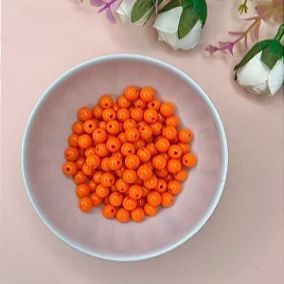 Miçanga Bola Leitosa 8mm 20 gramas - Laranja Neon