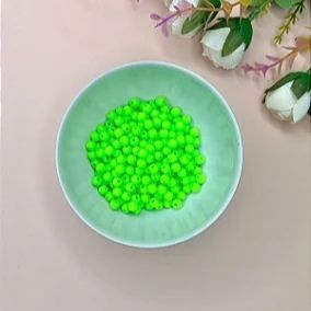 Miçanga Bola Leitosa 6mm 20 gramas - Verde Neon