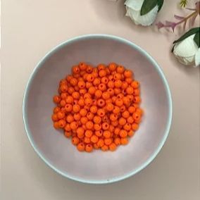 Miçanga Bola Leitosa 6mm 20 gramas - Laranja Neon