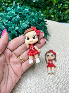 Aplique de Biscuit Boneca Time do Internacional Cabelo Castanho - Unidade