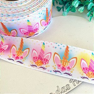 Fita de Gorgorão Estampada Sakura 38mm Unicórnio - metro