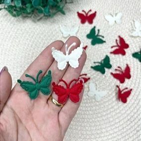 Aplique Borboleta Prensada Cores do Natal - 10 unidades mista