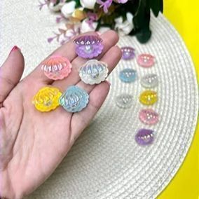 Aplique de Acrílico Concha com Pérola - Unidade