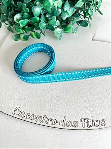 Fita Gorgorão Yama com Pesponto Branco - Azul 340 10mm
