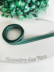 Fita Gorgorão Yama com Pesponto Branco - Verde 587 10mm
