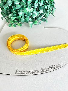 Fita Gorgorão Yama com Pesponto Branco - Amarelo 645 10mm