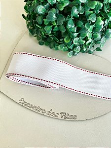 Fita Gorgorão Yama com Pesponto Vermelho - Branco 029 38mm