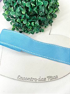 Fita Gorgorão Yama com Pesponto Branco - Azul Bebê 311 38mm