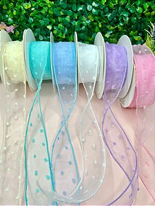 Fita Importada Organza Com Pompom 38mm - Metro