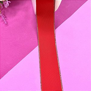 Fita de Gorgorão Sanding 38mm com Borda Dourada Vermelho 40 - Metro