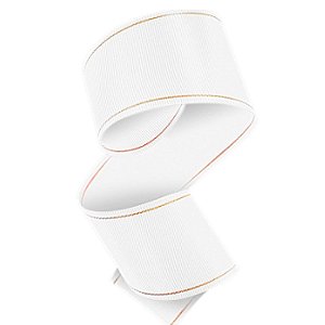 Fita de Gorgorão 38mm Cinderela com a Borda Dourada - Branco - Metro