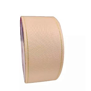 Fita de Gorgorão 38mm Cinderela com a Borda Dourada - Champagne - Metro