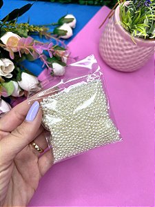 Pérola Inteira com Furo em Abs 3mm 20g - Off White