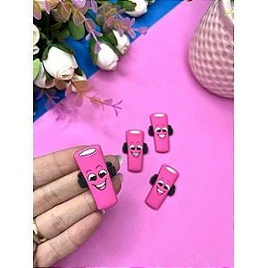 Aplique Emborrachado Bala Tubes Rosa - Unidade