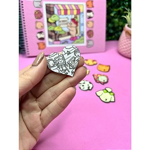 Aplique de Acrílico Bobbie Goods Coração Ursinho Pintor - Unidade