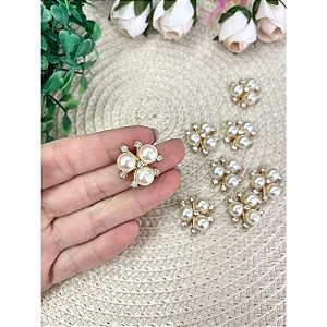 Chaton de Metal com Pérolas e Strass - Unidade