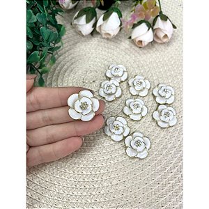 Chaton de Metal Flor Branca - Unidade