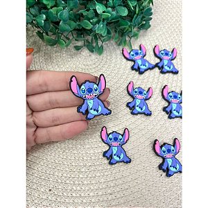 Aplique Emborrachado Stitch Azul com Rosa - Unidade
