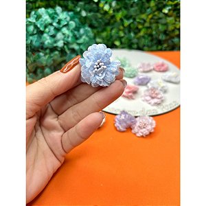 Aplique Flor de Tecido 3cm - Azul Bebê - Unidade