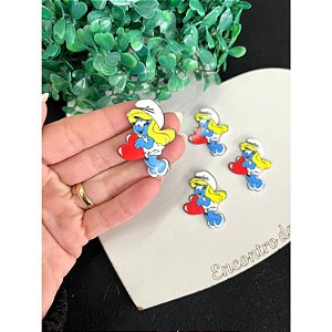 Aplique de Acrílico Smurfs Menina Coração - Unidade