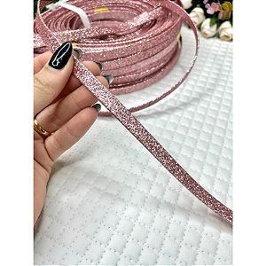 Tira de Lonita de Glitter Rosa Bebê 10mm - Metro