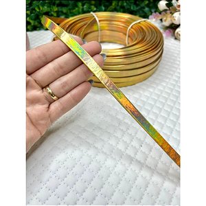 Tira de Verniz Holográfico Dourado 10mm - Metro