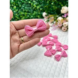 Aplique Lacinho de Crochê Rosa Médio - Unidade