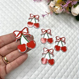 Aplique de Acrílico Simples Cereja Vermelha - Unidade