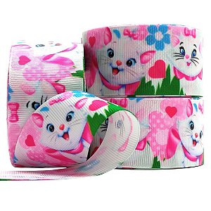 Fita de Gorgorão Estampado Sakura 38mm Gatinha Marie - Metro
