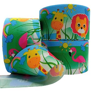 Fita de Gorgorão Estampado Sakura 38mm Safari - Metro