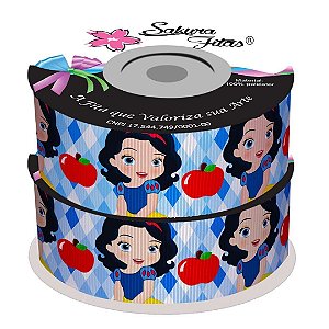 Fitas de Gorgorão Estampado Sakura 38mm Branca de Neve - Metro