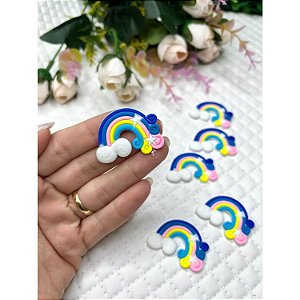 Aplique Emborrachado Arco Íris Colorido Tons de Azul - Unidade