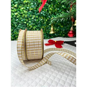 Coleção Natal: KIT Fita Sinimbu Xadrez com Brilho 38mm + 10mm - 2m cada