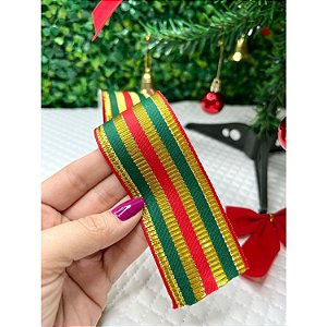 Coleção Natal: Fita Sinimbu Listrado Natalino 38mm - Metro
